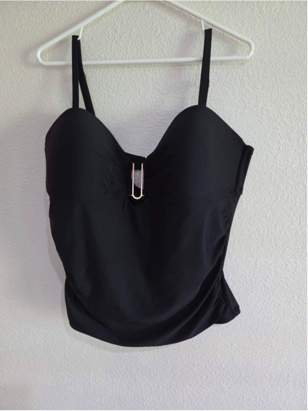 Time and Tru 1X 16W-18W Black Corset Style Cami Top Gold Hardware